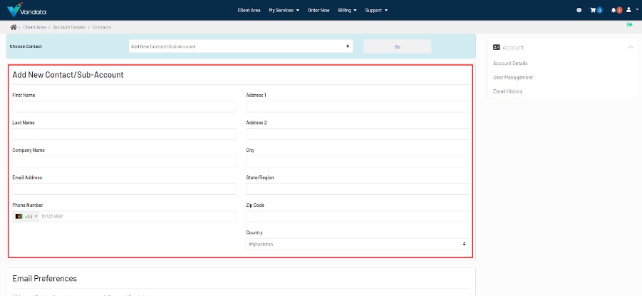 subacc 2 - How to add new Contact/Sub-account?