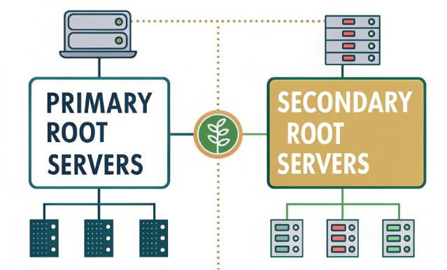 Primary and secondary DNS server communication flow diagram Primary and secondary DNS server communication flow diagram