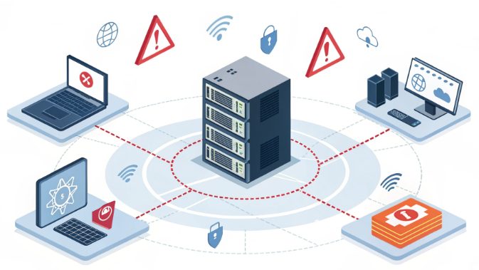DNS poisoning attack flow diagram with protection methods