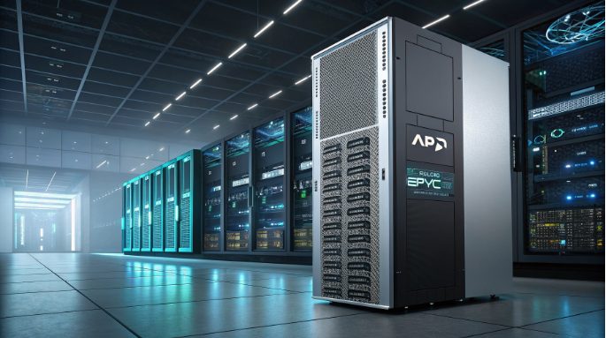 AMD EPYC server processing AI workloads