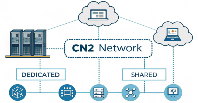 CN2 专用与共用网络架构对比图