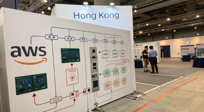 香港服务器与AWS整合的混合云架构示意图