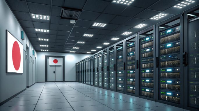 日本数据中心的安全服务器机架设施