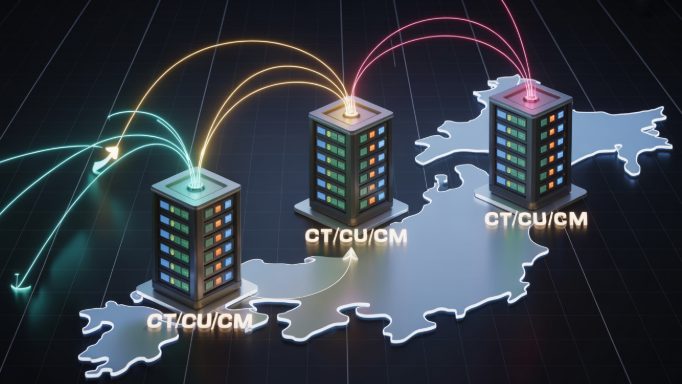 日本服务器连接中国三大电信网络示意图