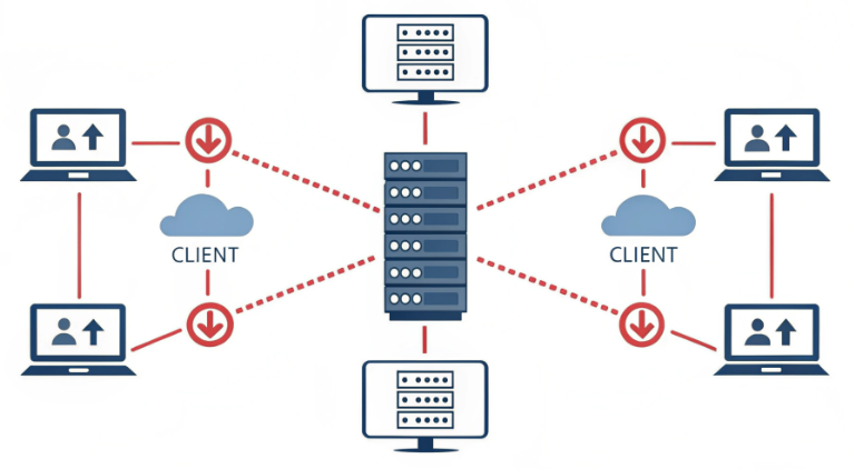 守望先锋网络同步客户端-服务器架构示意图