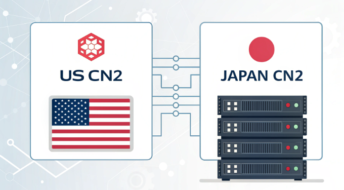 US vs Japan CN2 server performance comparison chart