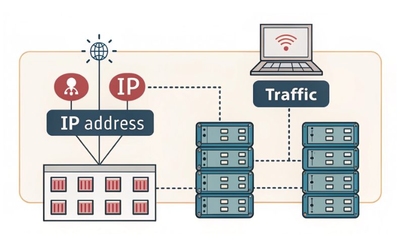 美国服务器上的多IP流量分配示意图 美国服务器上的多IP流量分配示意图