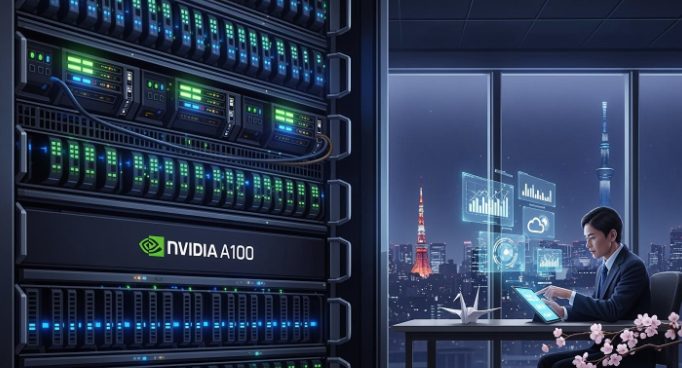 NVIDIA A100 GPU server rack in Japanese data center