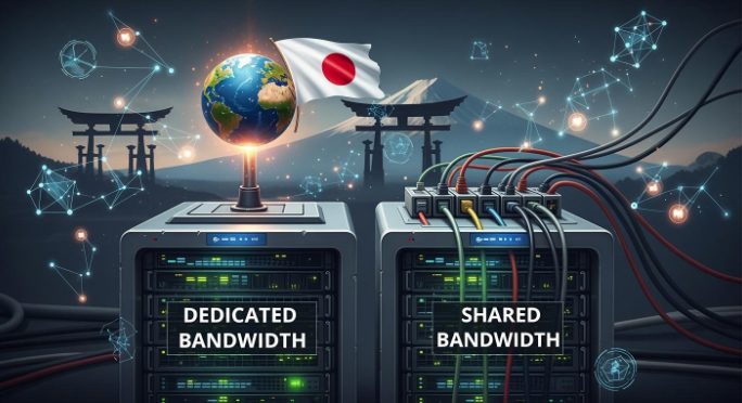 日本專用伺服器專屬與共享頻寬比較圖