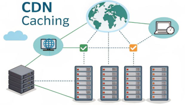 CDN network diagram showing cache distribution process