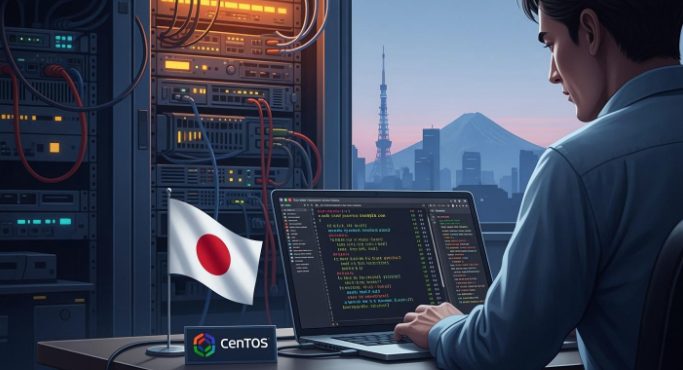 在日本配置与维护 CentOS 服务器示意图