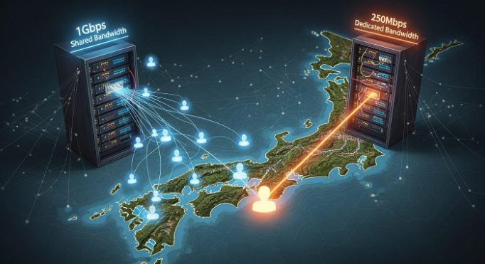 1Gbps 共用頻寬與 250Mbps 獨享頻寬對比圖