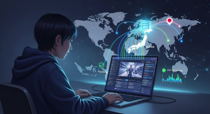 海外直播通过日本服务器减少画面掉帧示意图