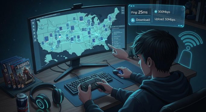 美國低延遲遊戲直播伺服器配置示意圖