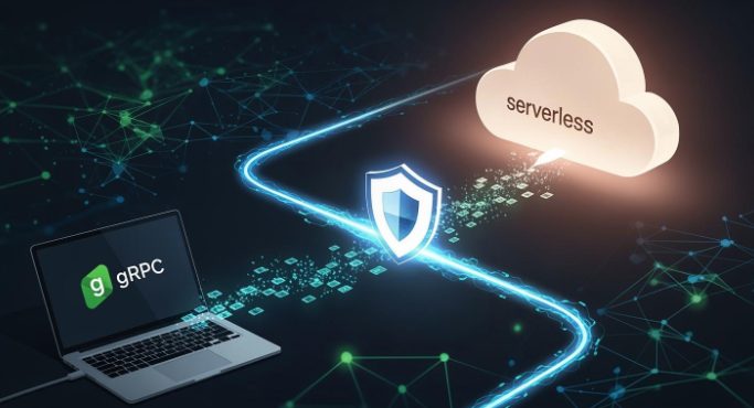 Architecture of URL-masked serverless gRPC backend