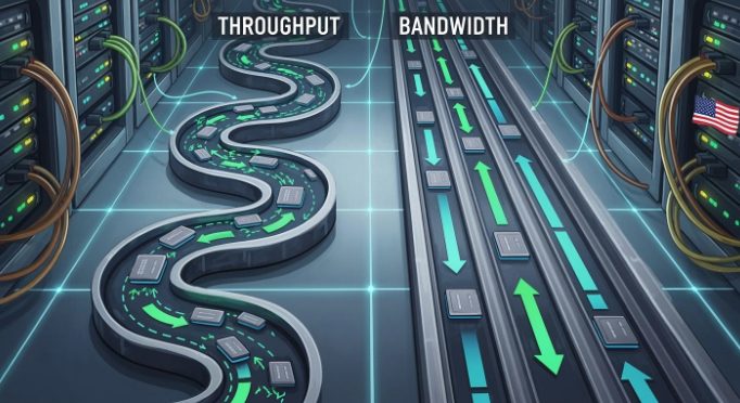 Comparison of throughput and bandwidth on US servers