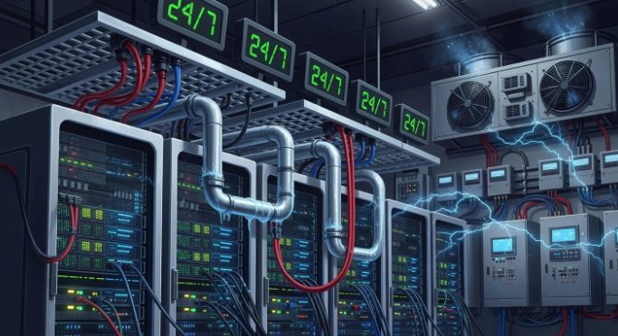 美國 GPU 伺服器機房電力與散熱示意圖 美國 GPU 伺服器機房電力與散熱示意圖