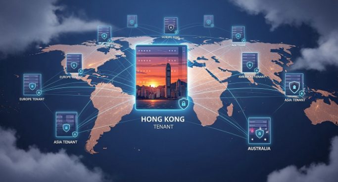 香港服务器上的多区域多租户部署示意图