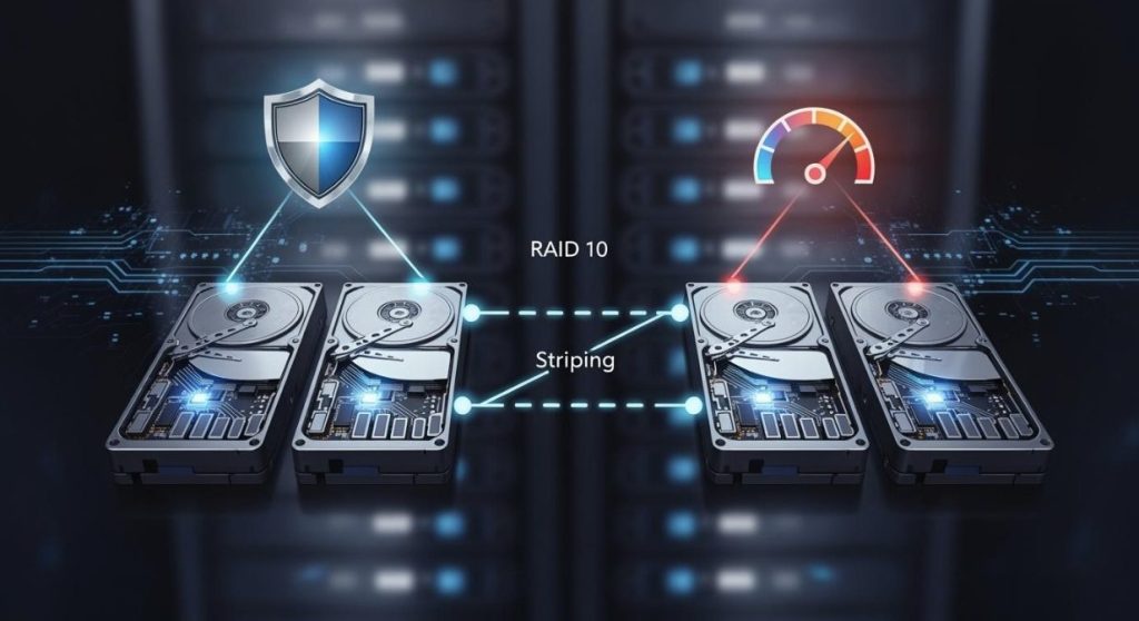 RAID 10 diagram balancing speed and data safety RAID 10 diagram balancing speed and data safety